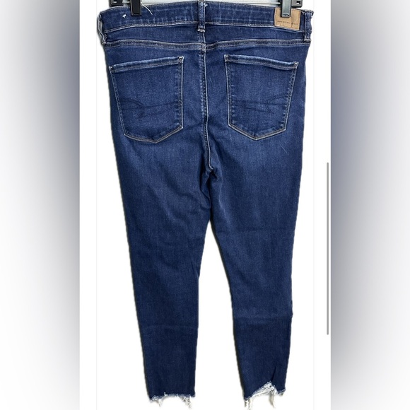 American Eagle Patched Low Rise Jegging Dark Blue Women’s Size 12 Short - Picture 3 of 6